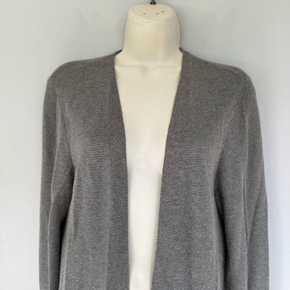 J. Jill gray silk wool blend open front drape cardigan sweater medium tall - Picture 4 of 12